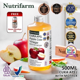 CUKA APEL ORIGINAL ORGANIK 500ML/ CUKA APEL ORIGINAL/ CUKA APEL VINEGAR WITH MOTHER Free Himalaya Salt 30gr