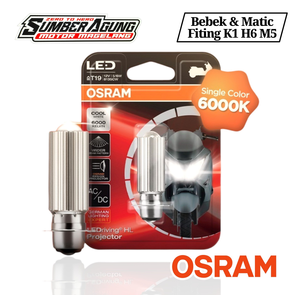 OSRAM LED Laser Projector สีขาว T19 M5 K1 ไฟหน้ารถจักรยานยนต์ H6 AC/DC Beat Vario Spacy Revo Karisma