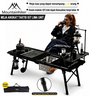 Mountainhiker Meja Berkemah  IGT Meja Lipat Aluminium Ringan dengan Ketinggian yang Dapat Disesuaikan, 3/4/5 Unit