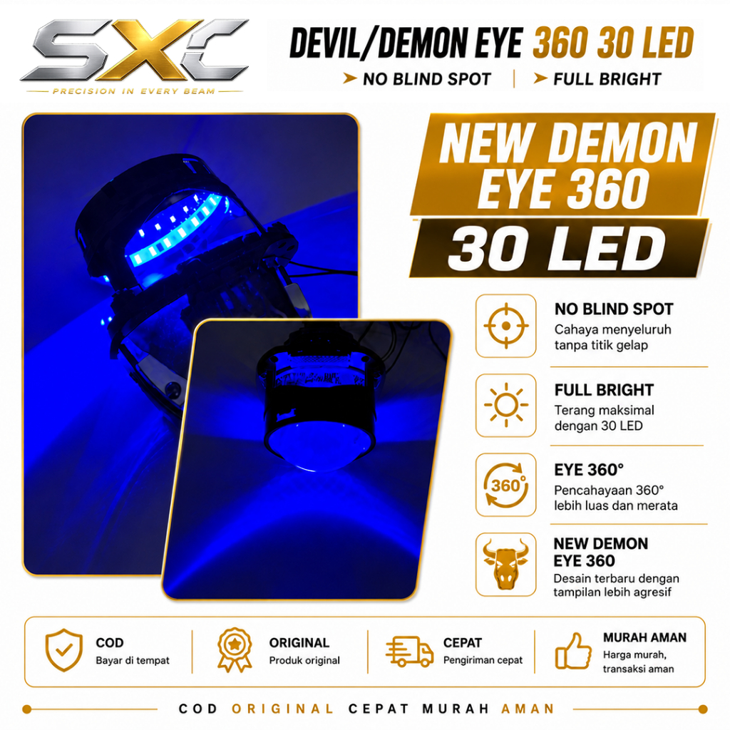 DEVIL EYE 360 ต้นฉบับ | เดอ 360 | DEVIL EYE รถจักรยานยนต์รถยนต์ | โปรเจคเตอร์ DEVIL