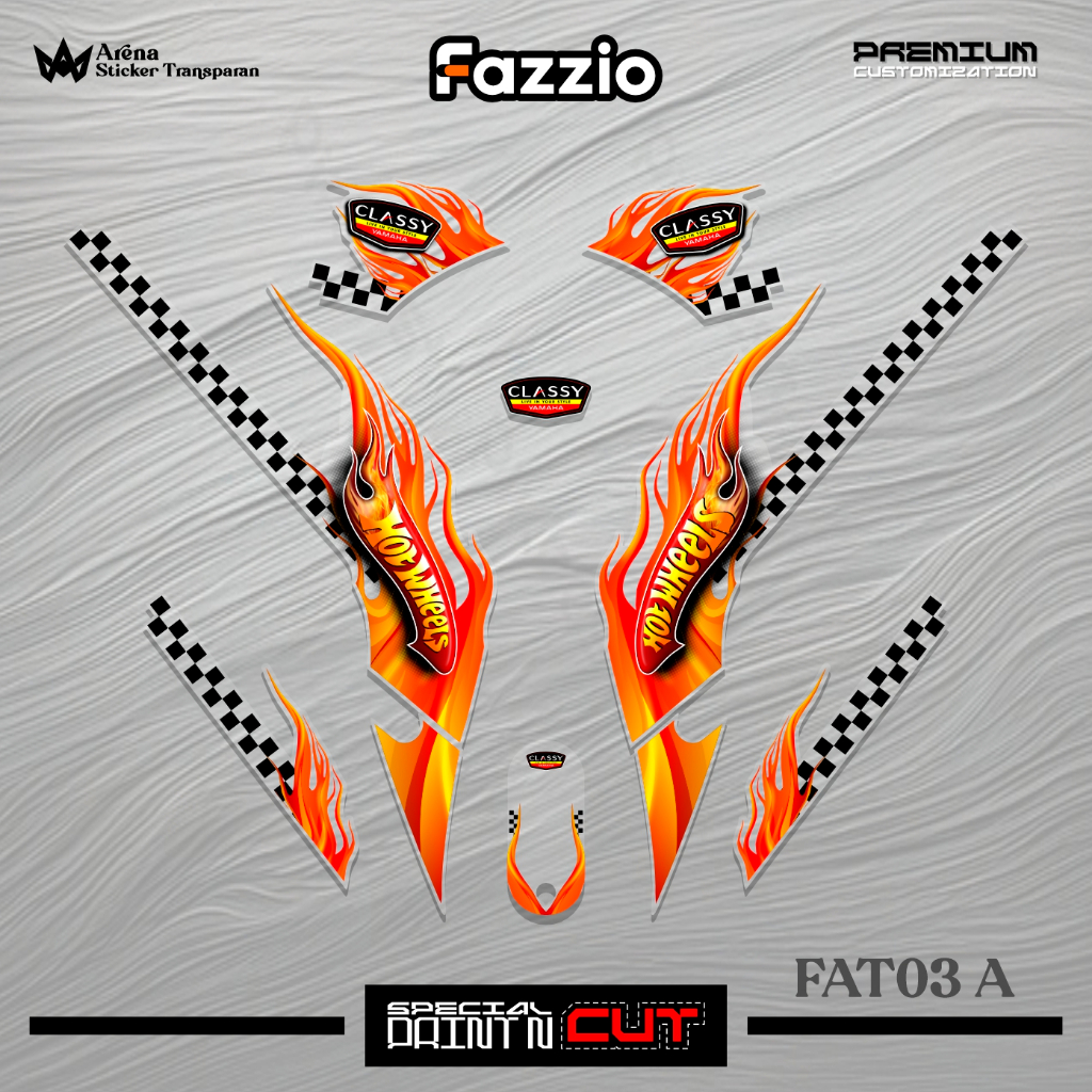 FAT03c สติกเกอร์รูปลอกโปร่งใส Fazzio ร้อนล้อ Lis ภาพ Striping สติกเกอร์ Striping พรีเมี่ยมโปร่งใส UV