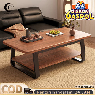 COD Meja Ruang Tamu Minimalis  Meja Kopi Besi  Meja Kopi kayu Meja Tamu Minimalis Modern Coffee Table Meja Kopi Teh 2 Tingkat Veneer Kayu Mewah 100cm 80cm