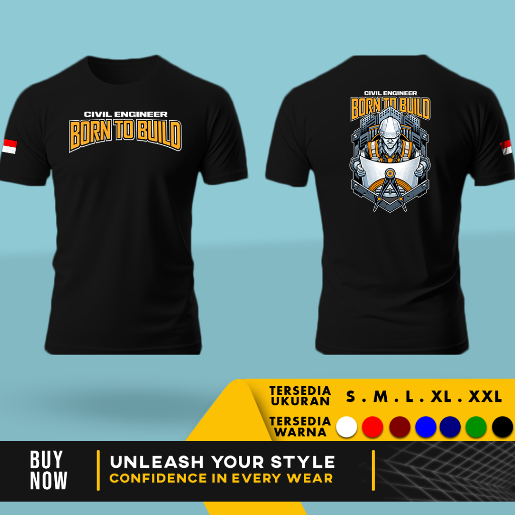 เสื้อยืด Civil Engineer Born To Build V3 | เสื้อยืดผู้ใหญ่ | สําลีหวี 30s