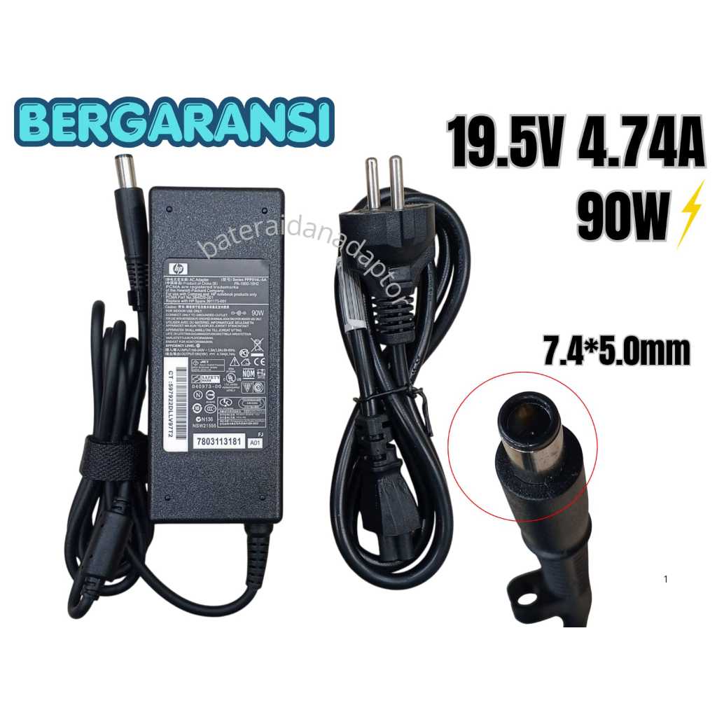 HP AC ADAPTER Slimline 260-A010 260-A011 260-A020 260-A059W / 19.5V 4.74A (7.4*5.0mm) 90W ใหม่