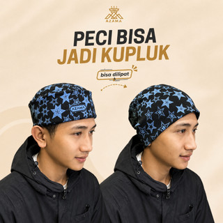 Peci lipat Mesir kupluk Motif Bintang Size M L Fleksibel Nyaman Ibadah mode kupluk stylish pria dan wanita
