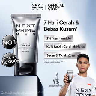 NEXTPRIME Brightening Facial Wash 100gr –2% Niacinamide face wash / Lembut / Acne / Mencerahkan kulit / sabun muka pria / pembersih wajah / sabun cuci muka pria / skincare pria / pencuci muka / sabun wajah / cleanser / next prime men face wash