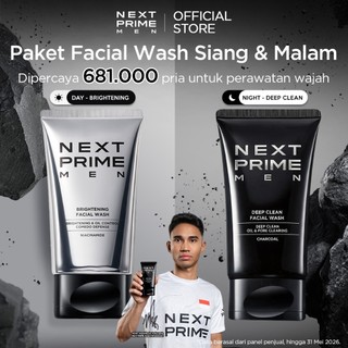 NEXTPRIME 2pcs|Deep Clean / Brighten Facial Wash Set – Pembersih Wajah Pria / Membersihkan / sabun cuci muka / Acne / Mendetoksifikasi Kulit Mengangkat Kotoran Polusi / Mengontrol Tampilan Minyak / cleanser / sabun muka pria / next prime men face wash