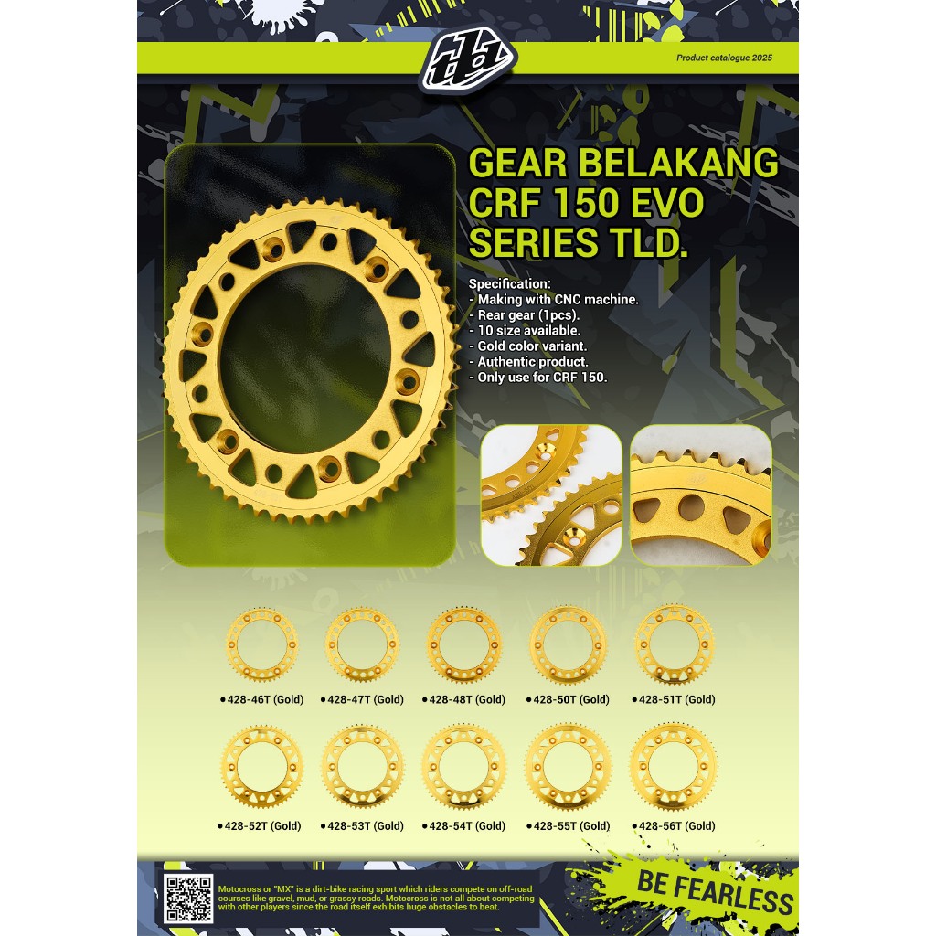 REAR GEAR CRF 150 EVO SERIES TLD 428 UK 47 - UK 56 - TLD
