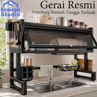 EcoIron Studio Rak Piring Wastafel Rak Cuci Piring Rak Dapur Dengan Penutup Anti Debu Anti Lalat Multi Fungsi COD Surabaya