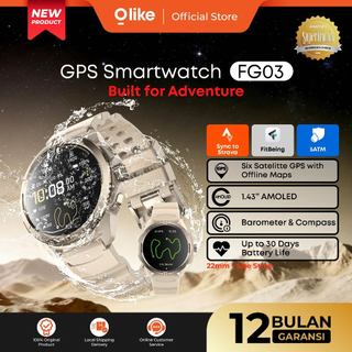 Olike Smartwatch Pria FG03 Built in Six Satelite GPS and Offline MAP Kompas Senter Tahan Air 5 ATM 1,43" Amoled
