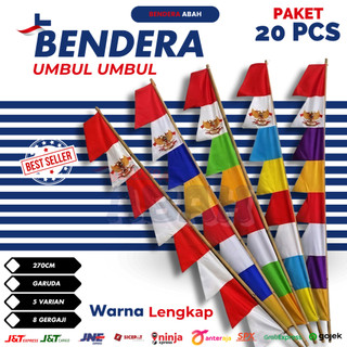 PAKET 20 PCS | Umbul Umbul Garuda 3 Meter | 8 Mata Gergaji | Warna Lengkap