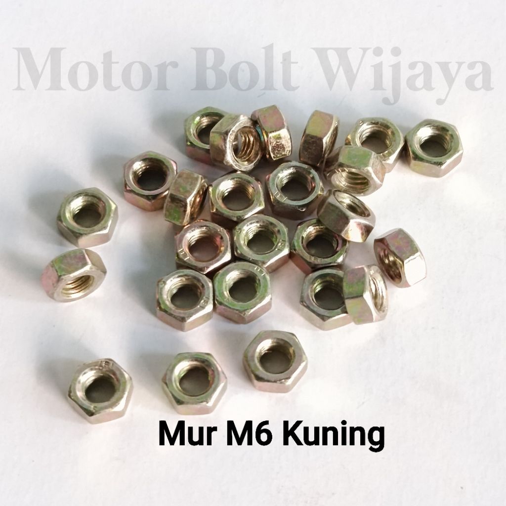 (แพ็ค 25 ชิ้น) M6 Yellow Nuts 6mm Bolts 10