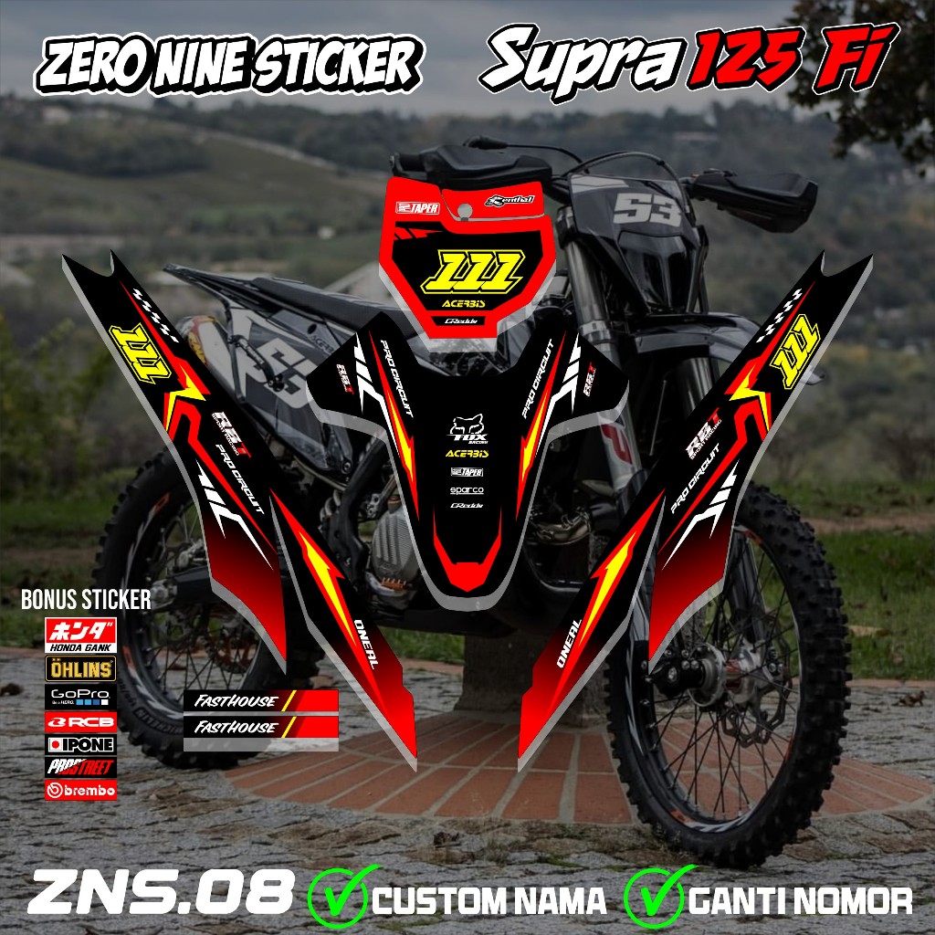 สติ๊กเกอร์ RBT SUPRA 125 FI SEMI มอเตอร์เต็มตัว RBT BEBEK MODIF SUPERMOTO YZ CRF KLX KTM RBT AS.08