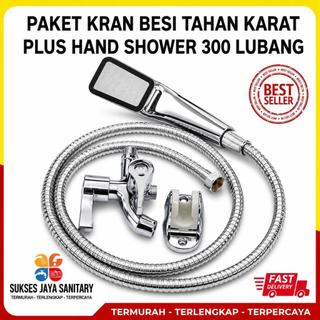 4 IN 1 Paket Kran Besi Tahan Karat Plus Hand Shower 300 lubang komplit