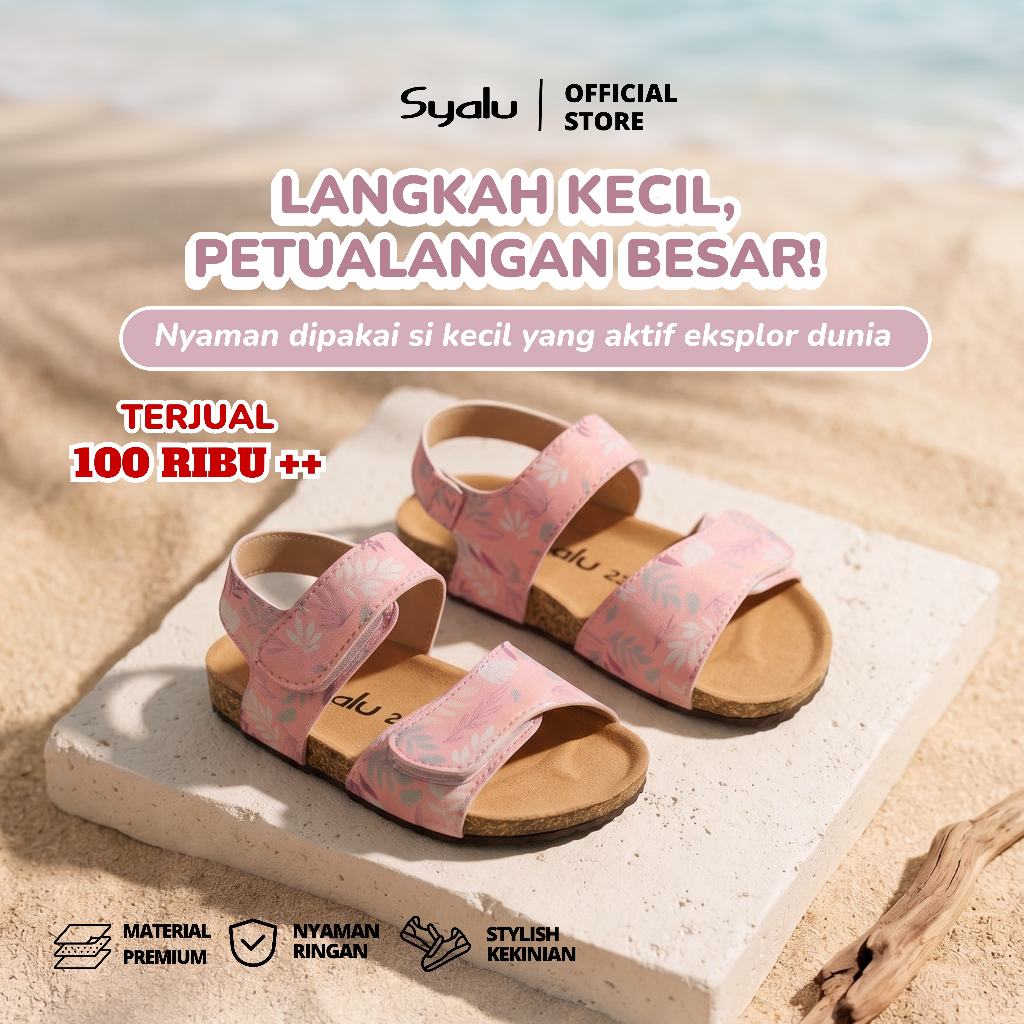 Syalu รองเท้าแตะสําหรับเด็กผู้หญิง 1 ถึง 2 ปี น่ารัก อินเทรนด์ ลายดอกไม้ MOANA Pink