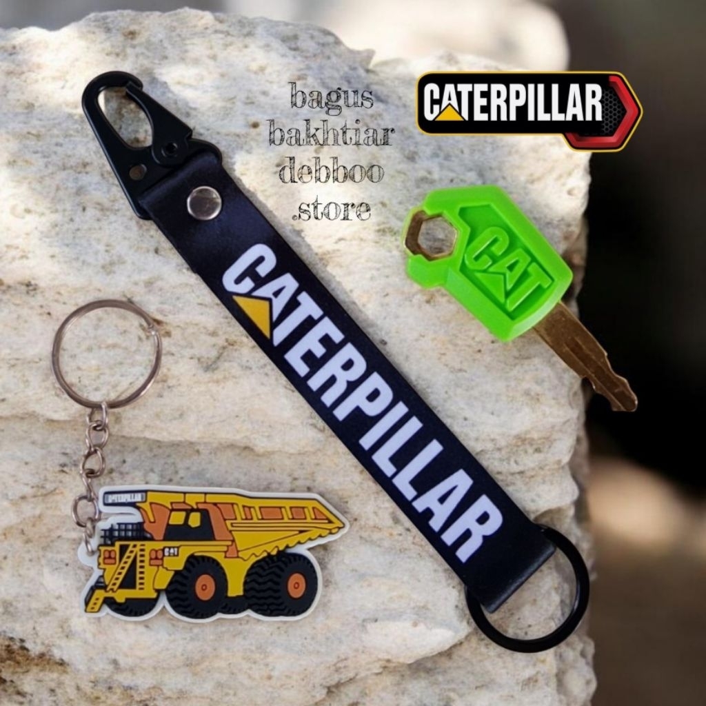 GANTUNGAN Master Key Caterpillar Green - กุญแจ Caterpillar - พวงกุญแจ Snaphook + พวงกุญแจยาง Caterpi