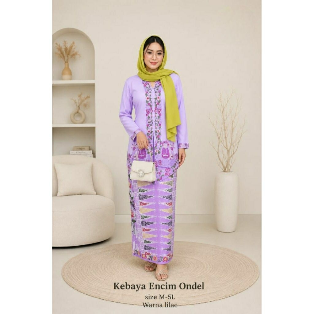 ENCIM KEBAYA SET WITH ONDEL MOTIF AND SHAWL // MODERN ENCIM KEBAYA // ENCIM ONDEL KEBAYA // ADULT EN
