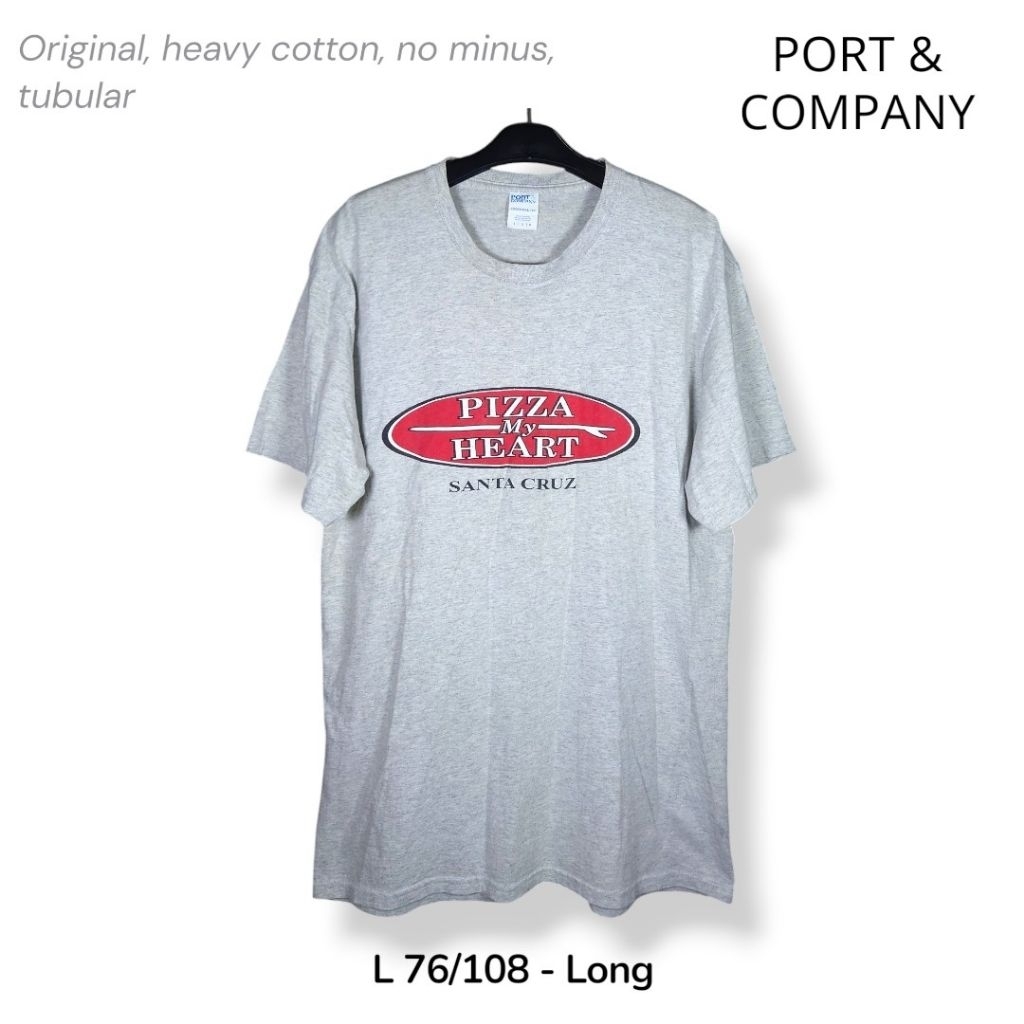 Port & Company เสื้อยืดผ้าฝ้ายหนัก Size L Tubular Abu Pizza My Heart