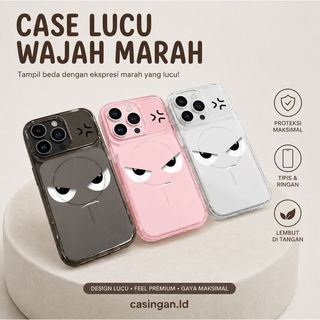 Case Hp Wajah Marah Casing iPhone 11 12 13 14 15 16 17 Pro Max Anti Sidik Jari Transparan Hitam, Ultratipis, Pelindung Kamera, Look Like IP17