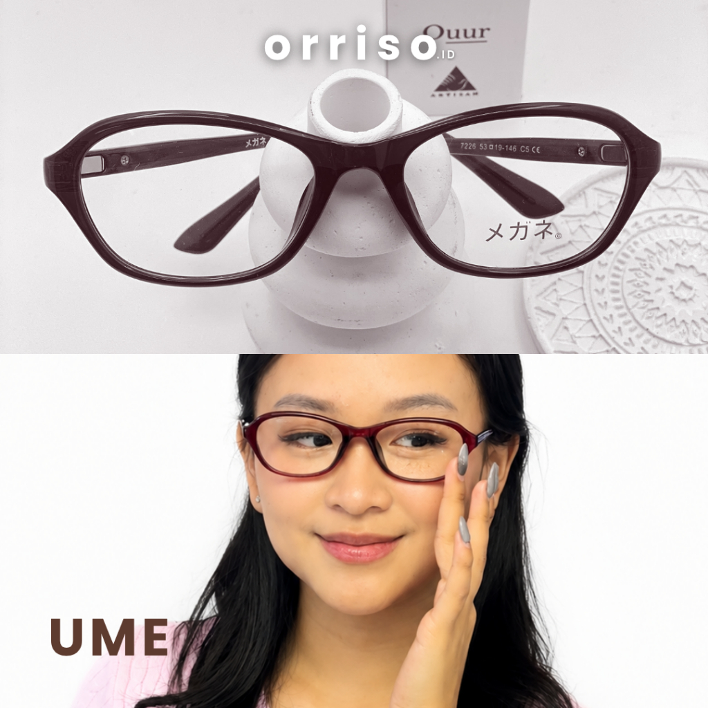 Orriso - Ume กรอบรูปไข่ Semi Aviator Retro Blueray แว่นตาป้องกันรังสี Min/ Plus/ Cyl Unisex Made In 