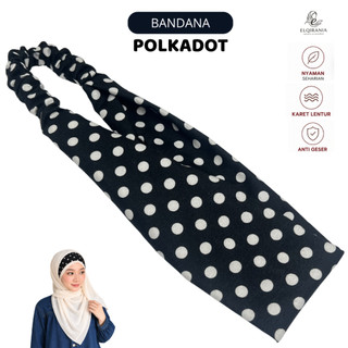 BANDANA HEADBAND Bando Polkadot Inner Hijab Karet Elastis Aksesoris Wanita