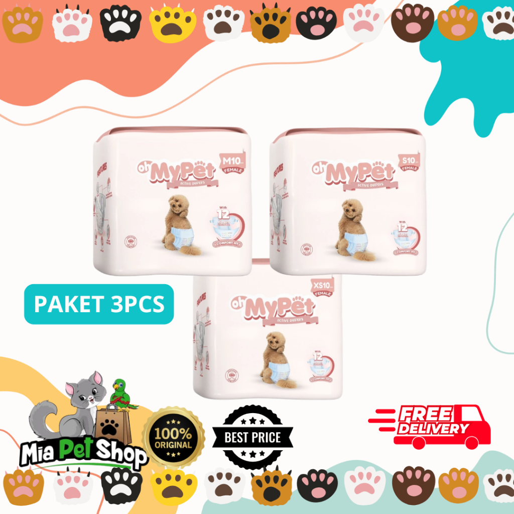 [ซื้อแพ็คเกจ 3 ชิ้น] OH MY PET Contents 10 Pampers ผ้าอ้อมสุนัขเพศเมีย