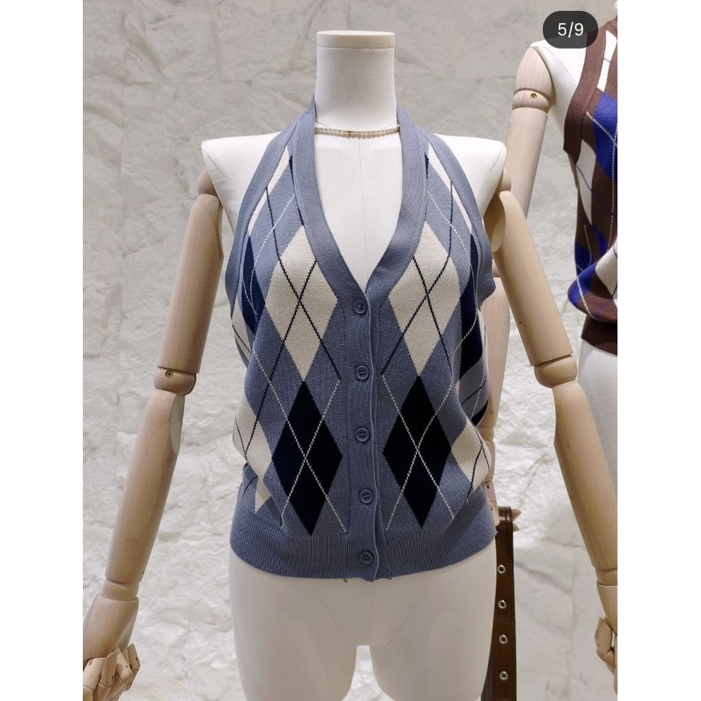 Maria closet เสื้อถักคล้องคอสีเทา