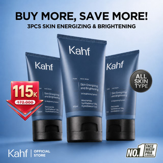 [IBNU WARDANI'S PICK - KAHF BUNDLE 3IN1 PAKET FACIAL WASH] Triple Pack Face Wash 100 ml - Sabun Cuci Muka Pria Brightening, Acne, Oily, Comedo, Sensitive Skin - Wajah Glowing, Jerawat Hilang, Bebas Minyak - Gentle Cleanser Low pH for Daily Use