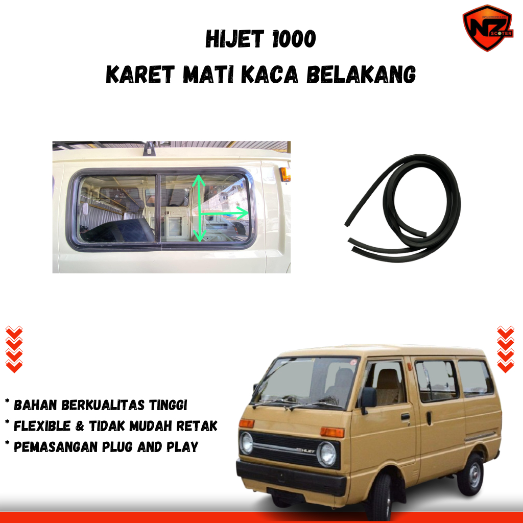 Hijet 1000 ยางตายหน้าต่างด้านหลังรถยนต์ | ยางกระจกหลัง Hijet 1000 | ซีลกระจกหลัง