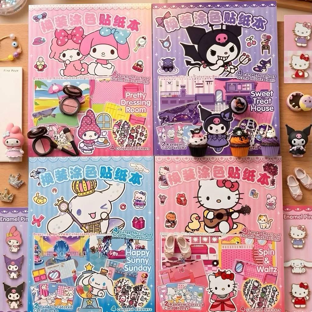 Sanrio Busy Book Stickers Sanrio Kuromi Stickers สมุดระบายสี Quiet Book Sanrio
