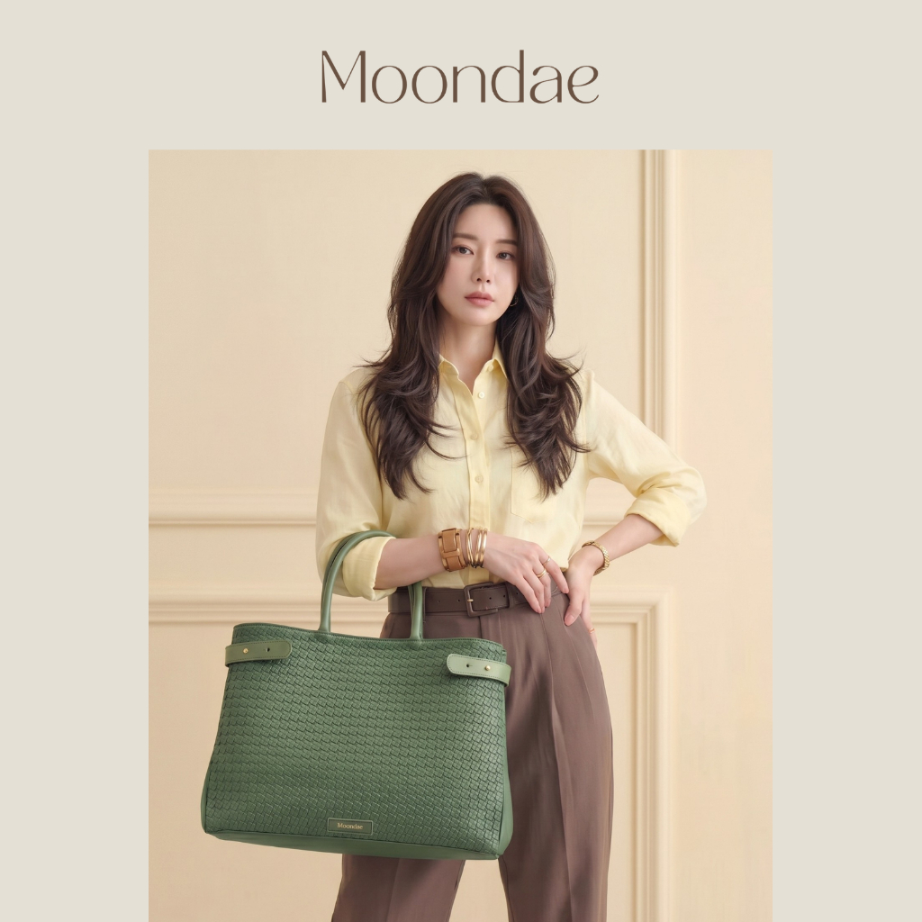 MOON DAE Hannam Tote Bag กระเป๋าหนังผู้หญิง Roman Premium Shopper Bag ขนาดใหญ่เหมาะกับแล็ปท็อปสไตล์เ