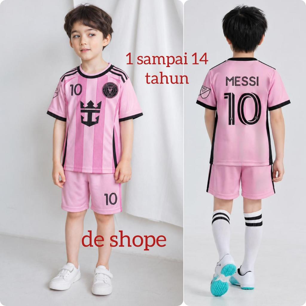 ชุดเสื้อฟุตบอลไมอามี่ เมสซี่ 1 ถึง 14 ปี เสื้อฟุตบอลคุณภาพ