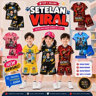 Setelan Jersey MBG Kicau Mania Anak Laki - Laki dan Perempuan Usia 0-13 Tahun Full Printing Sublim Bahan DryFit Milano Tangan Pendek / Setelan Viral / Setelan Jersey / Setelan Anak Jersey / Setelan Angka / Setelan Kicau Mania Viral / Setelan MBG Viral