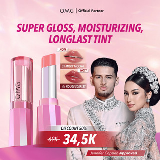 OMG OH MY GLAM Gloss Up Tinted Lip Balm 3.5 g – Hydrating Color Butter Lip Balm, Warna Intens, Tahan Lama Hingga 8 Jam, Tidak Lengket