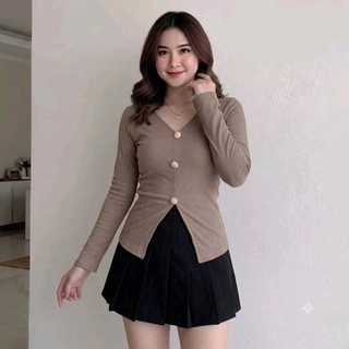 JADE TOP Atasa Blouse Wanita Lengan panjang Long Sleeve V_Neck Crop Top Lizzie model terbaru kekinian