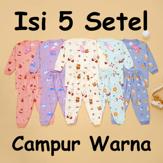 Xiao Wei - (ISI 5 SETEL) Setelan Anak & Bayi Lula Pajamas/ Baju Anak Perempuan / Baju Bayi / Setelan Bayi Perempuan / Baju Anak Perempuan / Setelan Bayi Perempuan / Baju Anak Anak / Pakaian Anak / Pakaian Bayi Usia 0 - 4 Tahun