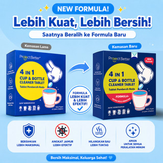 TABLET PEMBERSIH KERAK DAN JAMUR PADA KARET, GELAS, TERMOS, TEKO, PERALATAN MAKAN STAINLESS | 4IN1 CUP & BOTTLE CLEANER TABLET