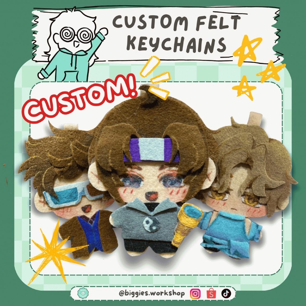 [COMMISSION CLOSED] Custom HEADSHOT Felt Keychain Handmade (OC, อะนิเมะ, เกม, manhwa, ect)