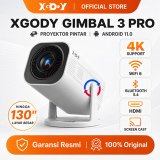 XGODY Gimbal 3 Pro Smart Proyektor LCD Android 11 -720P -Auto Keystone -Netflix - YouTube - 220 ANSI