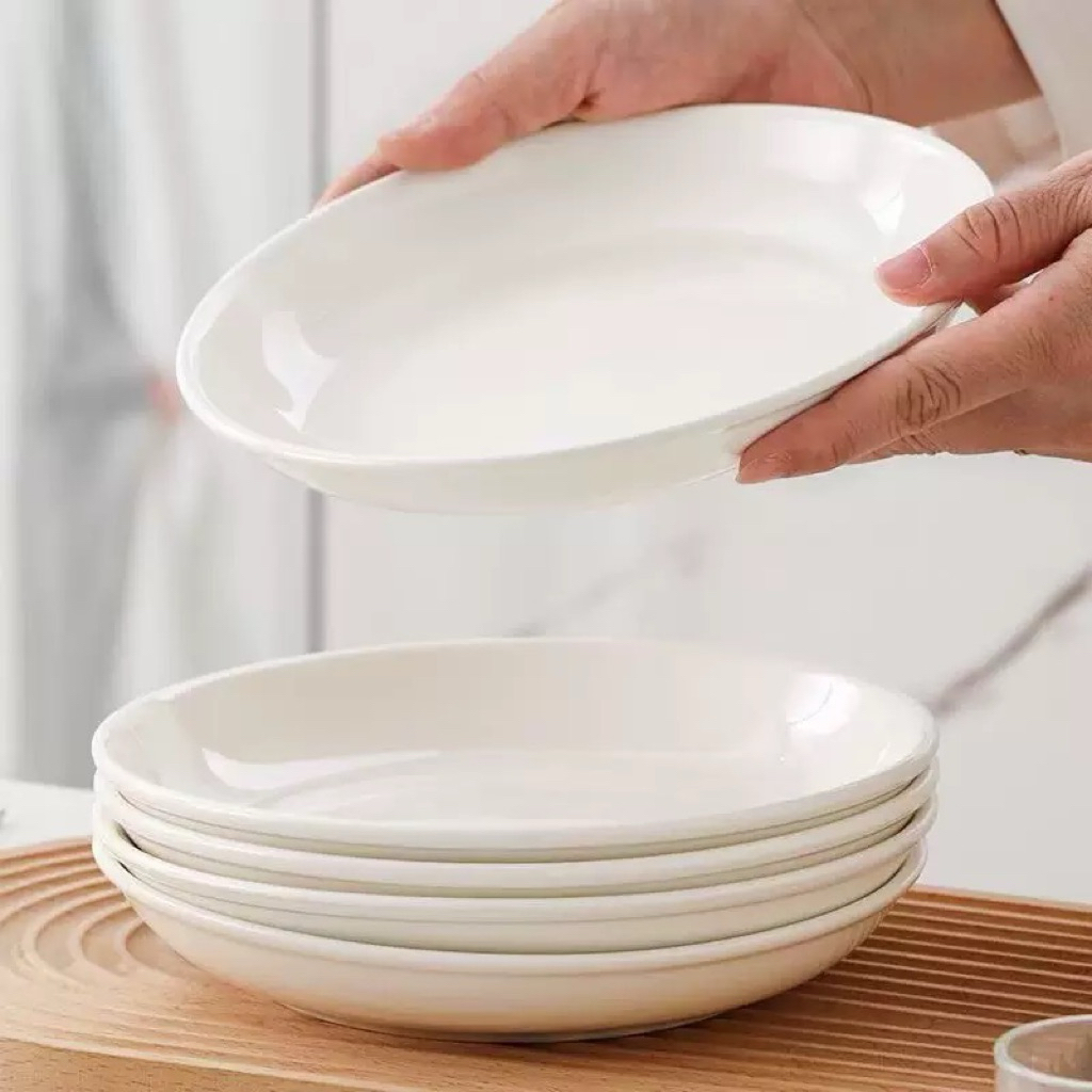 [MILLI] BASIC WHITE DEEP PLATE / Plain WHITE ceramic PLATE 8, 9, 10, hamper PLATE สําหรับงานสกรีน