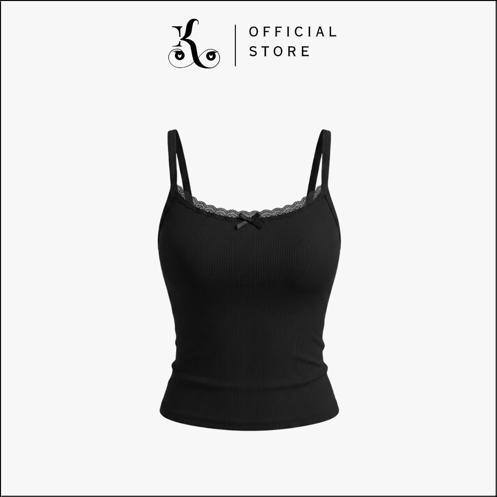 KHAEFASHION - BR075 Womens Lace Slim Fit Spaghetti Strap Tanktop เสื้อกล้ามสไตล์เกาหลีความงาม
