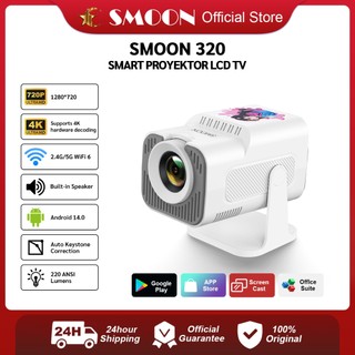 SMOON 320 New Projector LCD TV - Proyektor Pintar - HY320 - 220 ANSI Lumens - TV Android - Fokus Otomatis - Netflix - Google TV - YouTube - Include Kabel HDMI