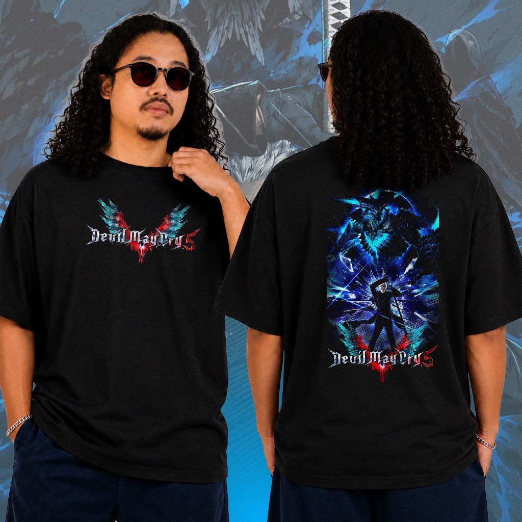 DmC VERGIL เสื้อยืดผู้ชาย Distro - เกม Devil May Cry EPISENTRUMNEX เสื้อยืดสีดําหวี 24s