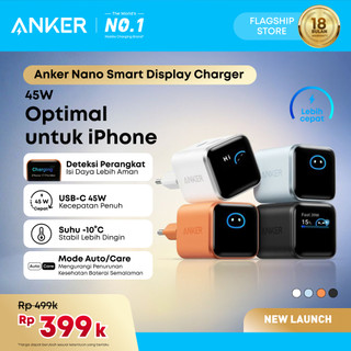 Anker Nano 45W Adapter Gan Fast Charging Charger USB-C Port Digital Display for iPhone 15 16 17 Series iPad Samsung - A121D