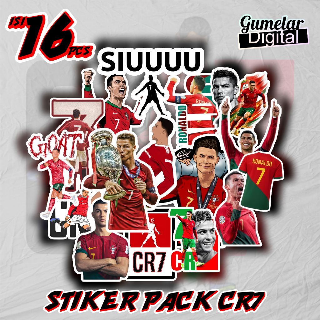 P7 สติ๊กเกอร์แพ็ค CRISTIANO RONALDO CR7 VIRAL STICKER PACK CR7 GOAT CRISTIANO RONALDO ใหม่ล่าสุด COO