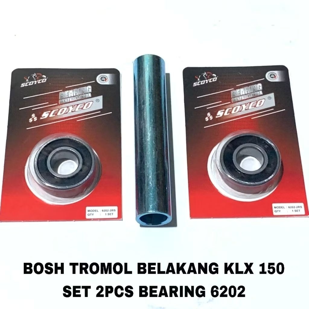 แพ็คเกจครบชุดดรัมหลัง Boss Bosh KLX 150 KLX150 Dtracker Plus 2 PCS แบริ่ง 6202 แบริ่งดรัมหลัง Bosh B