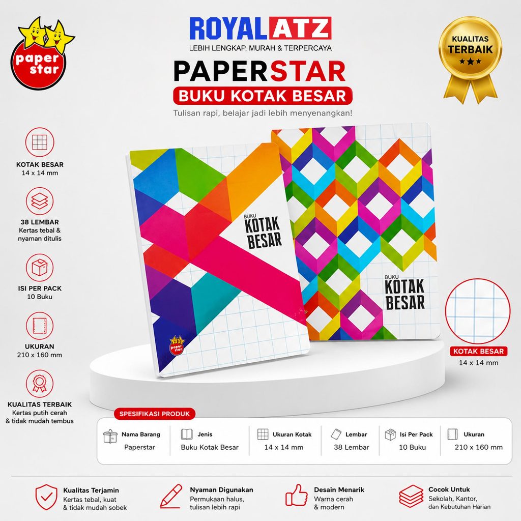 Paper Star หนังสือกล่องใหญ่ 14x14mm 38 แผ่น ขนาด 210x160mm เนื้อหา 10 เล่มต่อแพ็ค