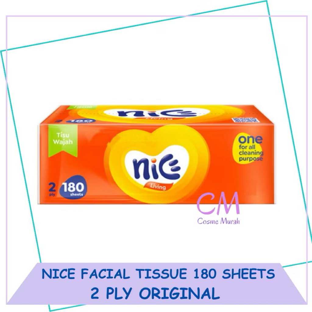 NICE FACIAL TISSUE 180 แผ่น 2 ชั้น กระดาษทิชชู่ Nice FACIAL เส้นใยธรรมชาติ 100%