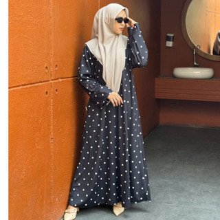 Abaya Polka Emely Dress Haji Dan Umroh Gamis Muslim Kekinian Abaya Style Modern