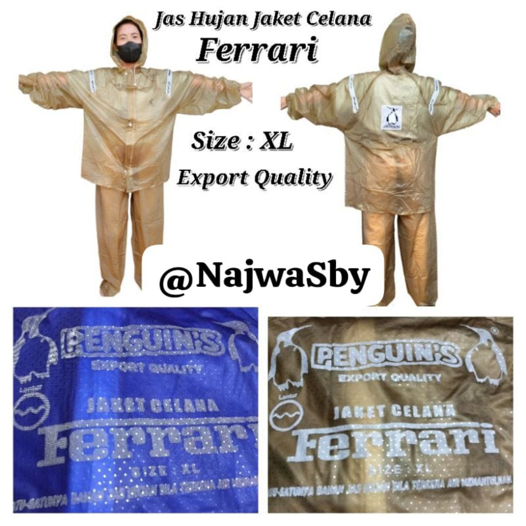 ( กางเกงเสื้อแจ็คเก็ตของ Ferrari Penguin) FERRARI Penguins Jacket Pants เสื้อกันฝน | ชุดเสื้อแจ็คเก็